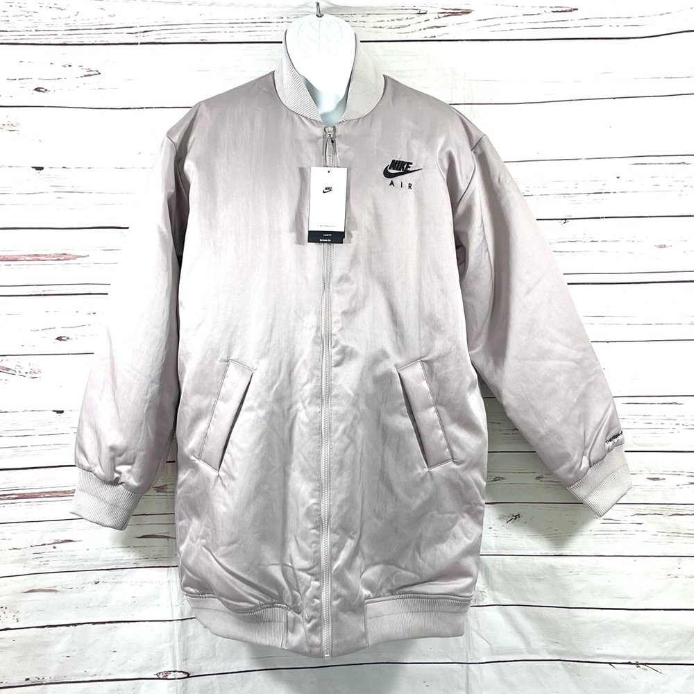 Nike Air Therma-Fit Women’s Bomber Jacket Loose Oversize Gray DD4640-033 Size L